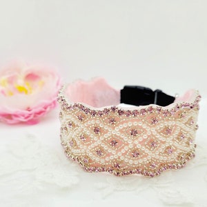 Wide Pink Dog Collar; Pink Rhinestone Collar