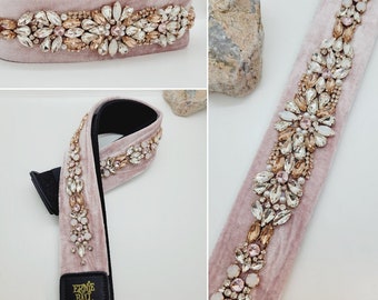 Pink Rhinestone Guitar Strap; Bling Guitar Strap; Blush Rhinestone Strap; Opal Stone Strap; Guitar Accessories; Guitar Strap