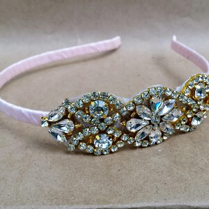 Blush and Gold Wedding Headband; Blush Bridal Headpiece; Blush and Gold Wedding; Blush Flower Girl Headband; Gold Flower Girl Headband
