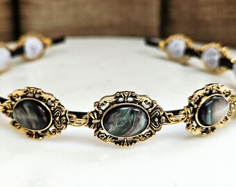 Dark Opal Headband; Night Court; Ren Faire Accessory; Ren Faire Costume; Vintage Headband; Royalty; Renaissance Faire Crown; Fairy Crown