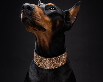 Collar para perro extra ancho; Collar ancho para perros de oro rosa; Collar para perro de 2 pulgadas; Collar de oro rosa; Collar para mascotas; Collar de perro grande; Collar de perro divertido