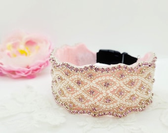 Wide Pink Dog Collar; Pink Rhinestone Collar