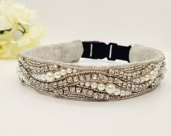 Rhinestone Pearl Dog Collar: Special Occasion Wedding Collar