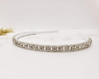 Skinny Art Deco Headband; Skinny Bridal Headband; Art Deco Bridal Headband; Thin Wedding Headband; Engagement Photos; Rhinestone Headband