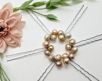 Blush Freshwater Pearl Hair Pins; Pearl Hair Jewelry; Freshwater Pearls; Beach Wedding Hair; Pearl Hair Pins; Wedding; Bridal Accessory