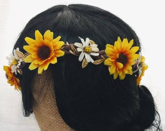 Sunflower Festival Crown: Wildflower Hippie Headband