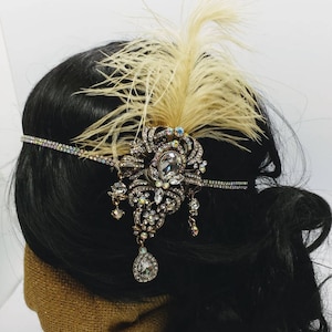 Ultimate Flapper Headband; Flapper Headpiece; 1920 Party Accessory; Women&#39;s Flapper Headband; Feather Flapper Headband; Crystal Headpiece