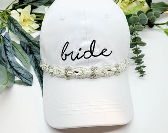 CLEARANCE Bride Baseball Hat: Rhinestone & Pearl Bachelorette Party Gift
