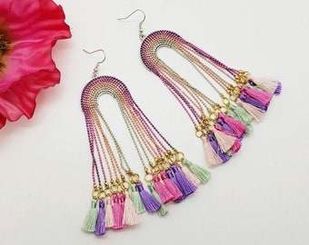 Pastel Rainbow Earrings; Pride Earrings; Rainbow Earrings; Pastel Tassel Earring; Tassel Earring; Pride Accessories; Pastel Rainbow