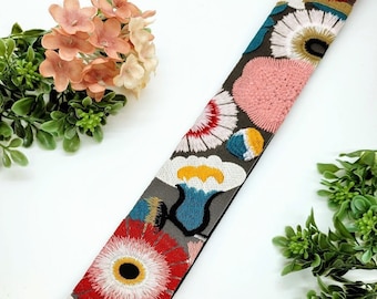 Boho Embroidered Flower Guitar Strap: Unique Design Guitar Straps; Embroidered Guitar Strap; Flower Guitar Strap; Boho Guitar Straps