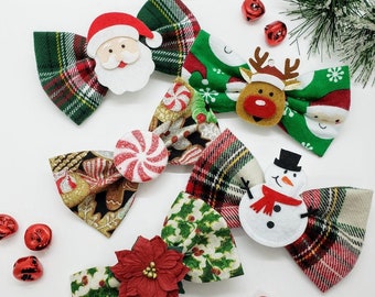 Christmas Dog Bow Tie: Holiday Pet Collar Accessory; Bow for Dog Collar; Santa Bowtie; Rudolph Bowtie; Frosty Bowtie; Ugly Sweater Party