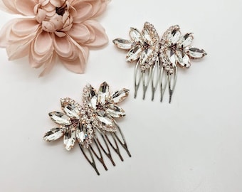 Small Rose Gold Comb; Simple Bridal Comb; Bridal Party Hair; Wedding Party; Bridesmaid Gift; Bridesmaid Comb; Rhinestone Comb; Wedding Hair