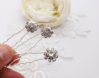 Silver Rhinestone Bridal Hair Pins: Minimalist Wedding Bobby Pin Set