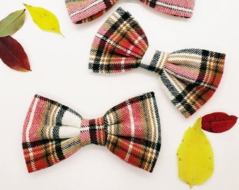 Plaid Flannel Dog Bow Tie: Fall Pet Accessories