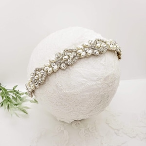Rhinestone Pearl Headband; Wedding Headband; Pearl Headband; Rhinestone Headband; Bridal Headband; Engagement Photos; Pearl Headpiece