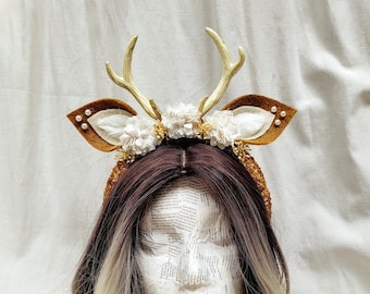 Deer Headband Antler Headband Fawn Headband Cream and Brown Deer Headdress Deer Costume Toddler Deer Headband Adult Deer Headband Etsy