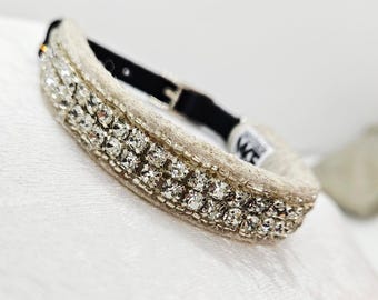 Double Row Rhinestone Collar; Bling Collars for Small Dogs; Chihuahua Rhinestone Collar; Yorkie Rhinestone Collar; Fancy Collars for Dogs