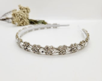 Rhinestone Wedding Headband: Skinny Art Deco Bridal Accessory; Thin Wedding Headband; Art Deco Wedding Headband; Minimalist Wedding Headband