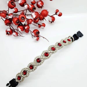 Ruby Rhinestone Dog Collar: Ruby Red Dog Collar; Fancy Red Pet Collar; Rhinestone Red Collar; Christmas Dog Collar; Designer Dog Collar