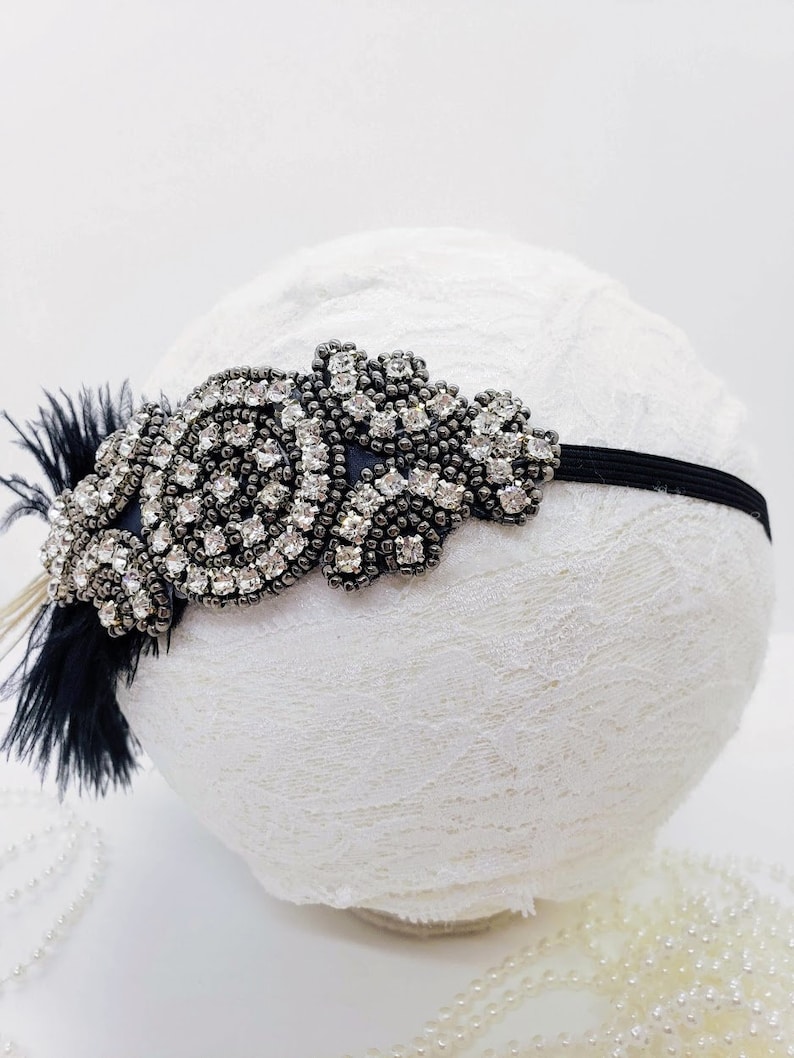 Ceenna 24 Diademas De Los Años 20, Diadema De Plumas Negras