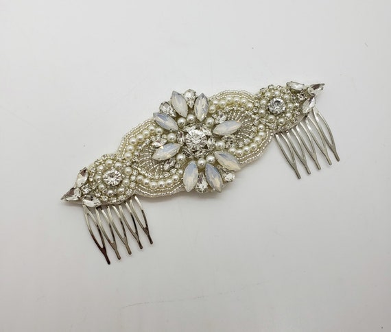 Opal Bridal Hair Comb: Moonstone Wedding Hair Piece - Etsy display picture 1