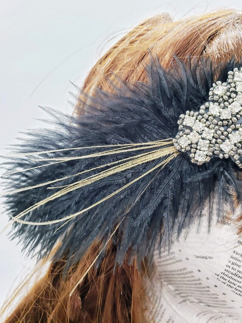 Ceenna 24 Diademas De Los Años 20, Diadema De Plumas Negras