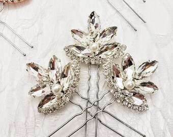 Silver Leaf Bridesmaid Hair Pin; Bridesmaid Gift; Bridesmaid Proposal; Rhinestone Hair Pin; Bridal Hair Pin; Wedding Hair Pin; Leaf Hair Pin