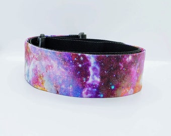 Galactic Guitar Strap: Space Nebula Design, Adjustable Length