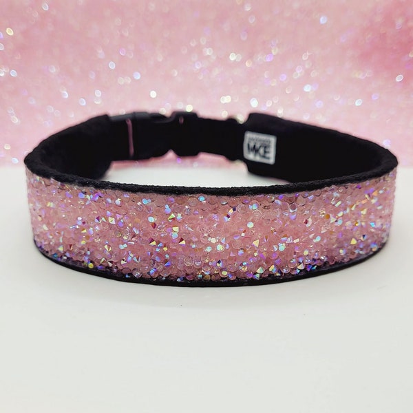 Pink Gem Dog Collar; Unique Dog Collars; Medium Pink Sparkle Dog Collar; Pink Dog Collar; Jeweled Dog Collar; Bling Dog Collar; Pink Collar