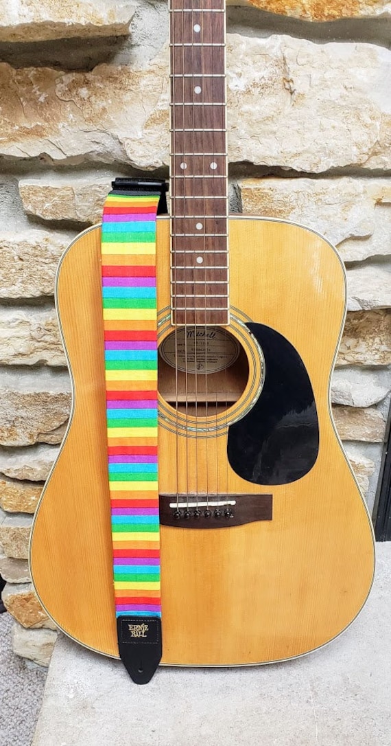 Rainbow Stripe Guitar Strap Rainbow Guitar Strap Pride Festival