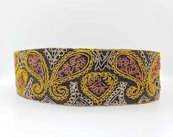 Gold Embroidered Guitar Strap: Upcycled Sari Fabric