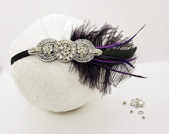 Gatsby Flapper Headband; Purple Feather; Gatsby Headband; Flapper Outfit; Flapper Costume; Flapper Headband; Flapper Headpiece; 1920 Party