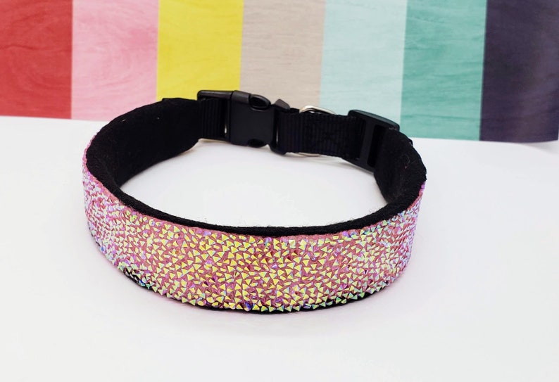 Pink Gem Dog Collar Unique Dog Collars Medium Pink Sparkle Etsy