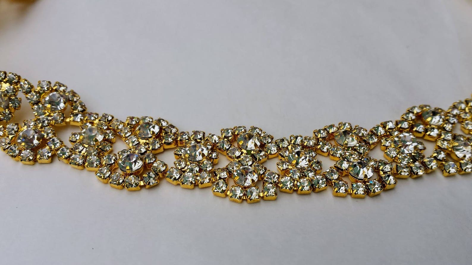Skinny Gold Crystal Chain Wedding Dress Sash Thin Rhinestone Etsy