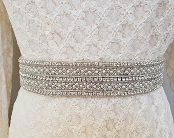 Wide Wedding Belt; Wide Rhinestone Belt; Art Deco Bridal Belt; Thick Wedding Belt; Bridal Belt; Bridal Sash; Dress Belt; Pearl Belt