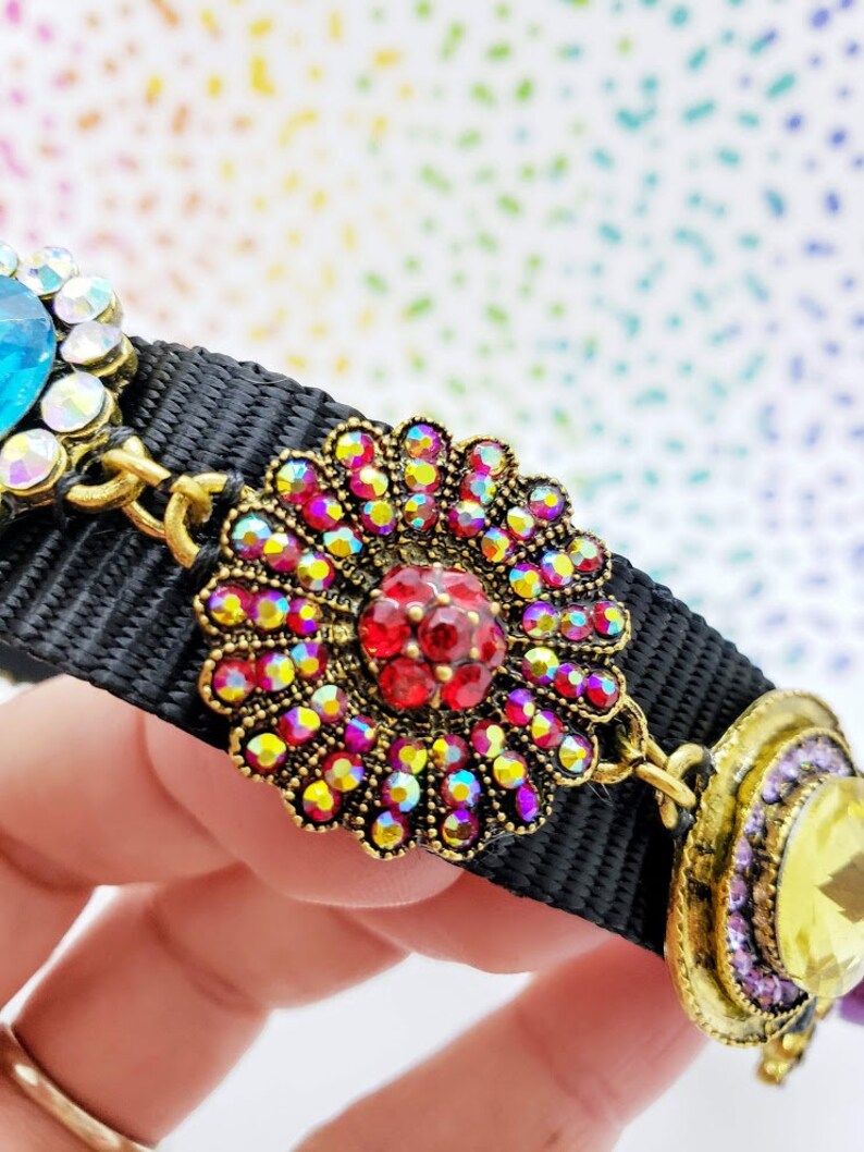 Rainbow Jeweled Dog Collar Pretty Collars Rainbow Dog Etsy