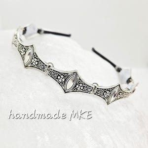 Metal Crown Headband: Medieval Battle Armor Headpiece; Viking Crown; Chainmail Crown; Silver Medieval Crown; Metal Crown; Renaissance Faire image 3