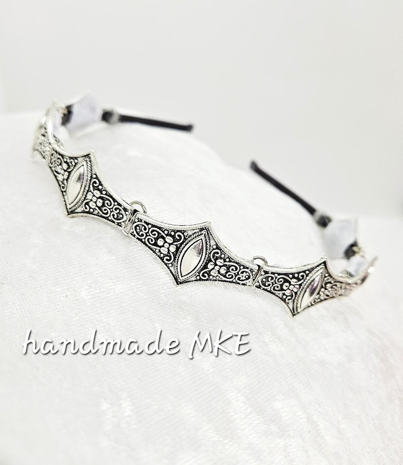 Metal Crown Headband: Medieval Battle Armor Headpiece; Viking Crown; Chainmail Crown; Silver Medieval Crown; Metal Crown; Renaissance Faire image 3