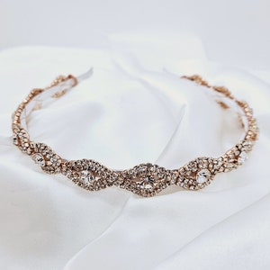 Crystal Blush Headband; Rose Gold Headpiece; Blush Wedding Accessory; Chain Headband; Bridal Headband; Wedding Headpiece; Headband for Bride