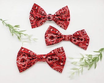 Red Bandanna Dog Bow Tie: Country Style Collar Accessory