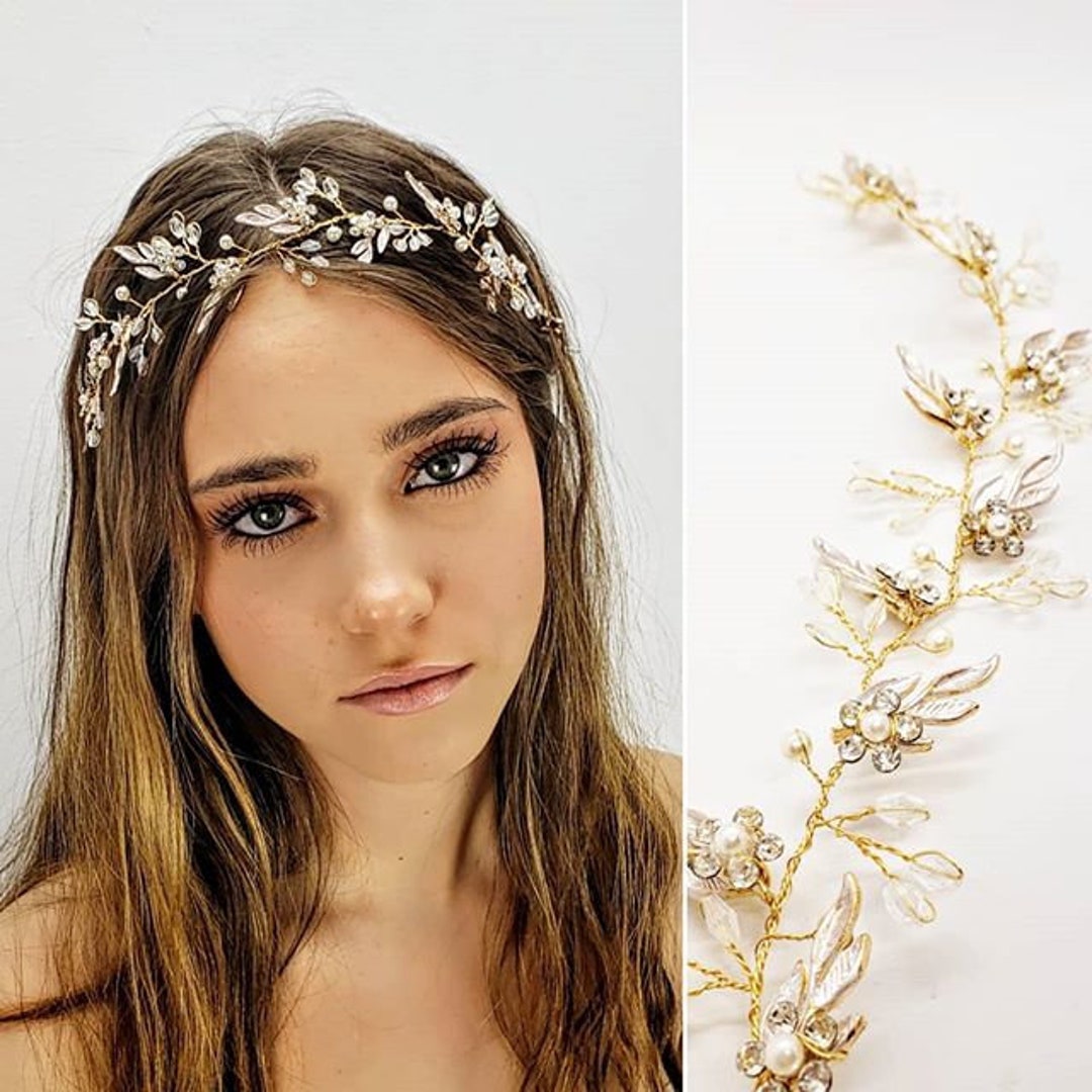 Delicate Gold Hair Vine Bridal Vine Wedding Hair Vine Boho Etsy