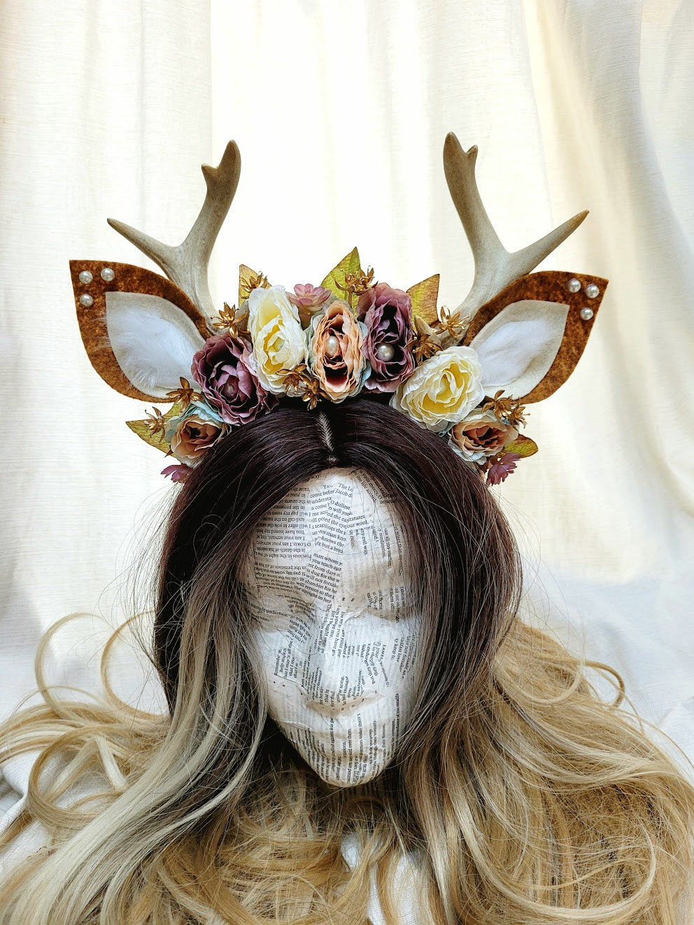 Floral Deer Antler Headband: Romantic Costume Headpiece - Etsy display picture 1