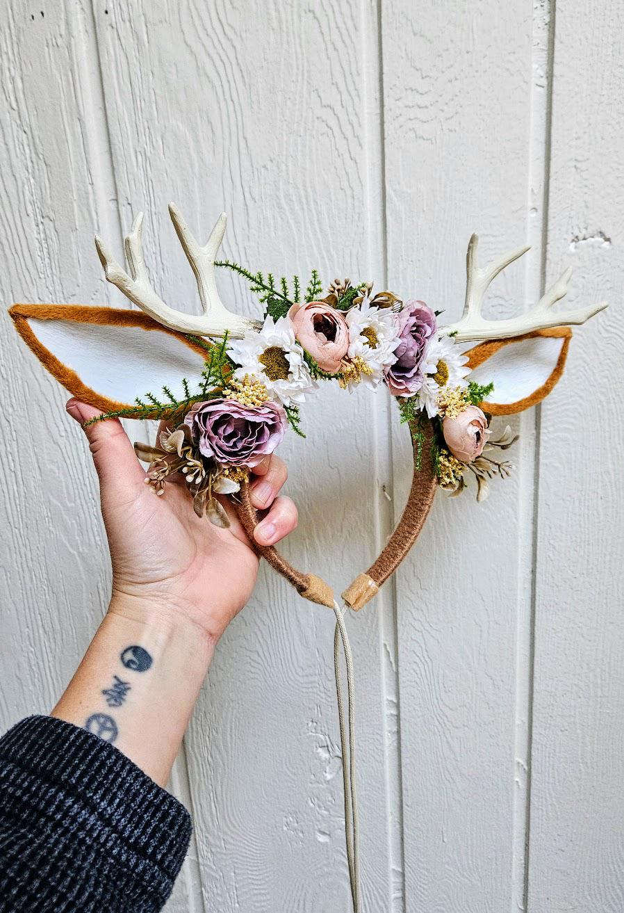 Floral Deer Antler Headband: Halloween Costume Headpiece - Etsy display picture 2