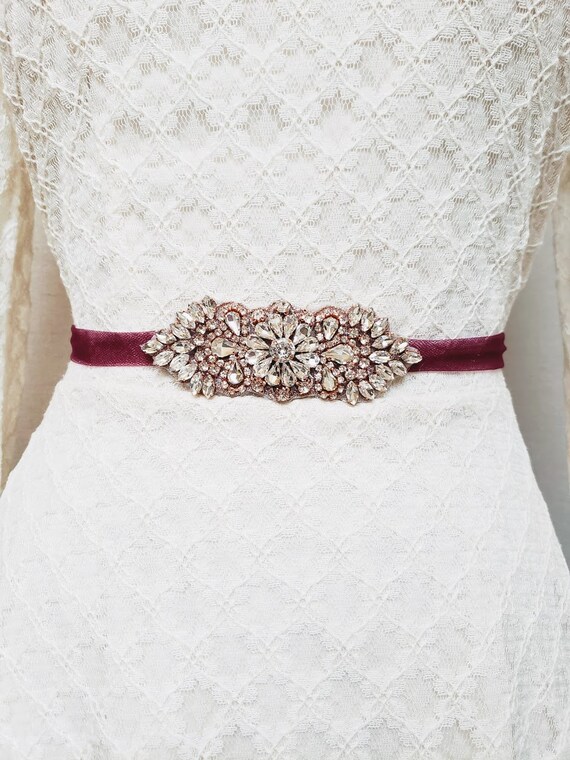 burgundy bridal sash