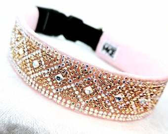 Pink Bling Dog Collar: Pink Iridescent Dog Collar; Fancy Pink Collar; Pink Rhinestone Collar; Girly Dog Collars; Cool Dog Collars