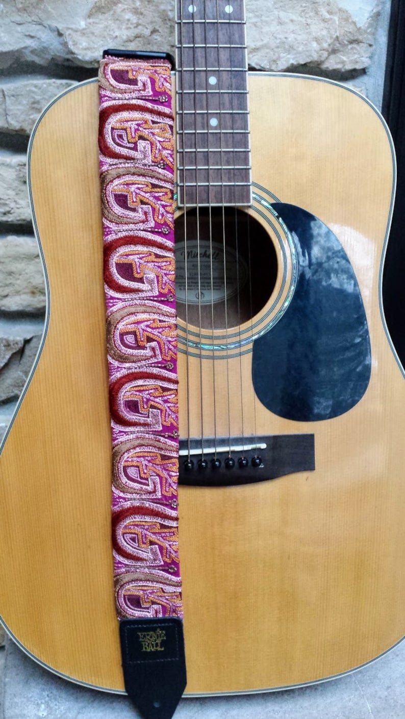 Funky Pink Geo Guitar Strap Statement Guitar Strap Unique Etsy