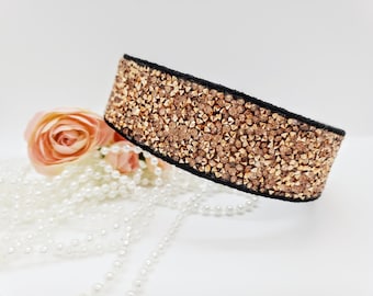 Rose Gold Gem Dog Collar: Jeweled Dog Collar; Bedazzled Dog Collar; Fancy Dog Collar; Rose Gold Wedding; Holiday Dog Collar