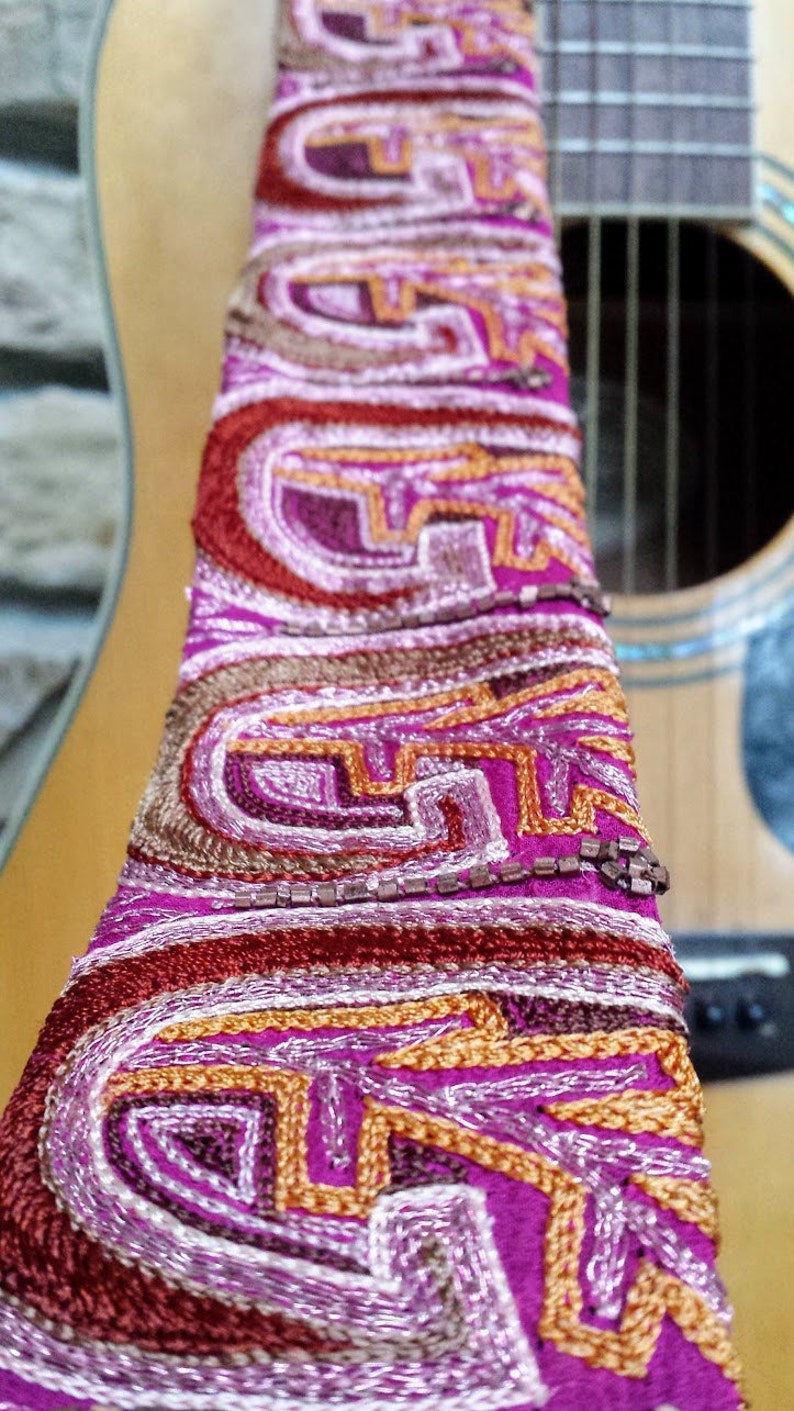 Funky Pink Geo Guitar Strap Statement Guitar Strap Unique Etsy