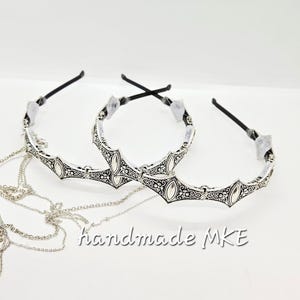 Metal Crown Headband: Medieval Battle Armor Headpiece; Viking Crown; Chainmail Crown; Silver Medieval Crown; Metal Crown; Renaissance Faire image 2