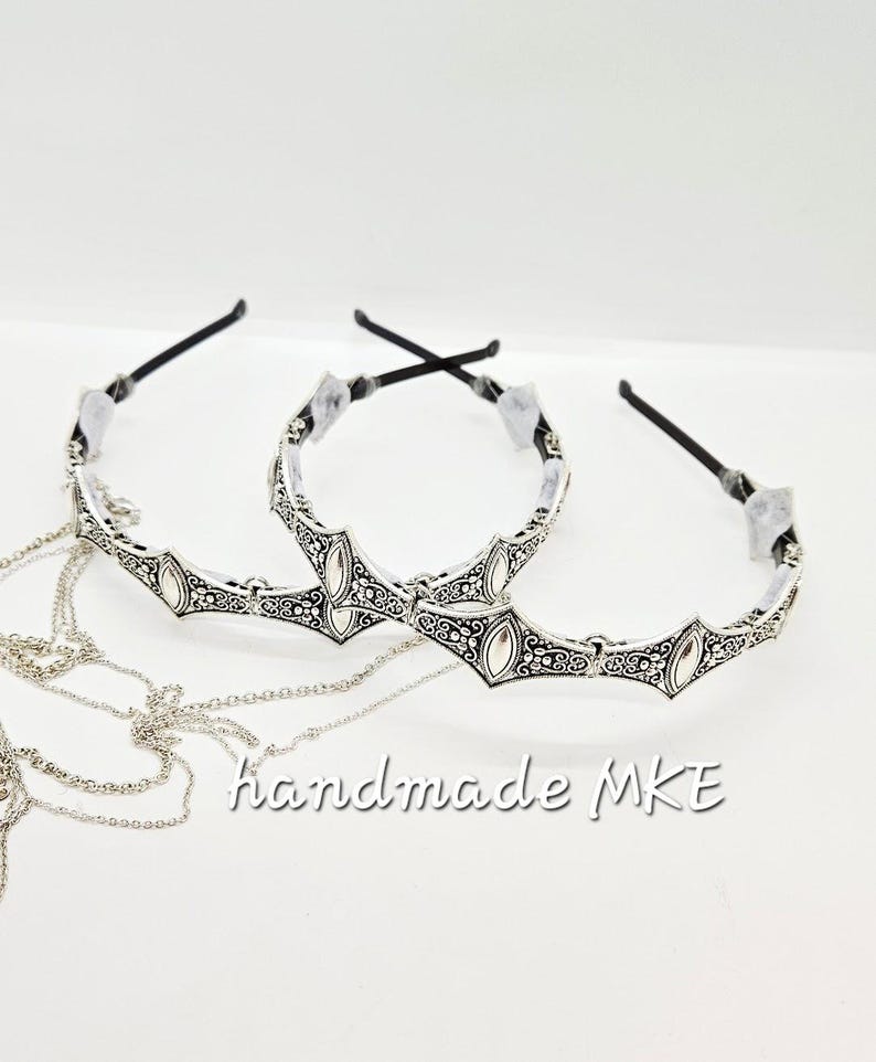 Metal Crown Headband: Medieval Battle Armor Headpiece; Viking Crown; Chainmail Crown; Silver Medieval Crown; Metal Crown; Renaissance Faire image 2